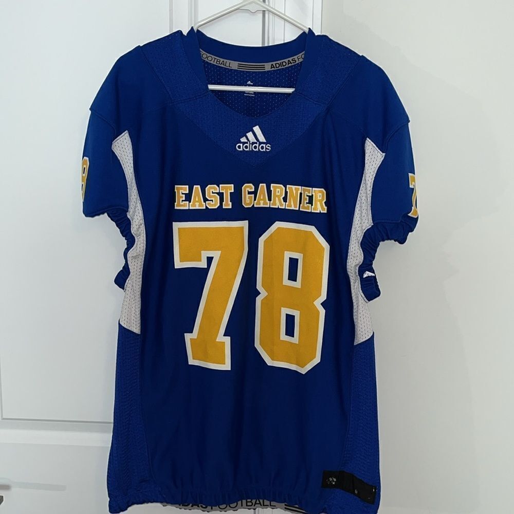 Vintage adidas East Garner High School Trojans game worn football jersey 2XL